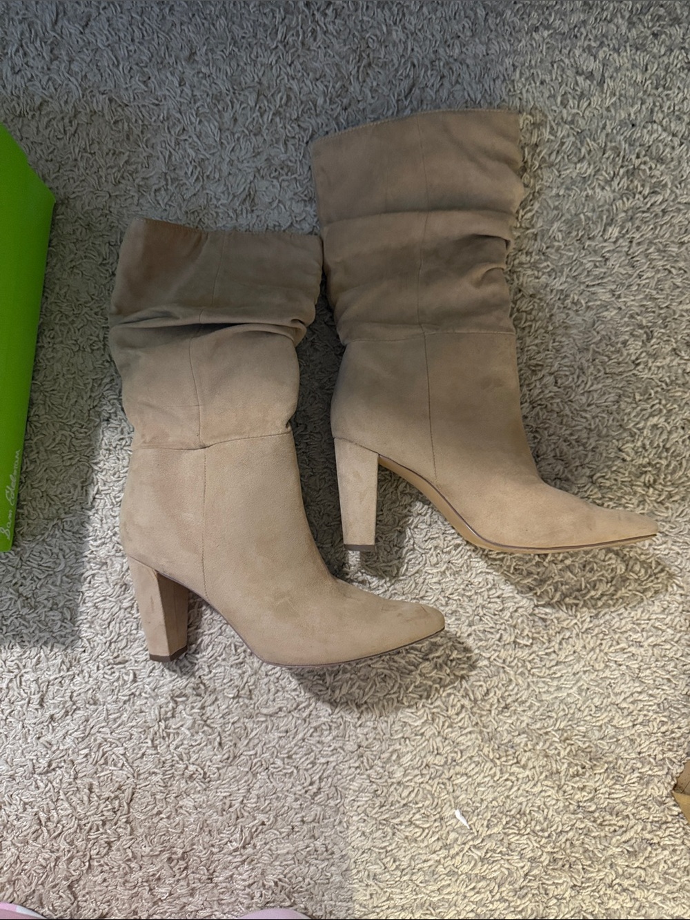 Sam Edelman Taupe Slouch Suede High Heel Booties